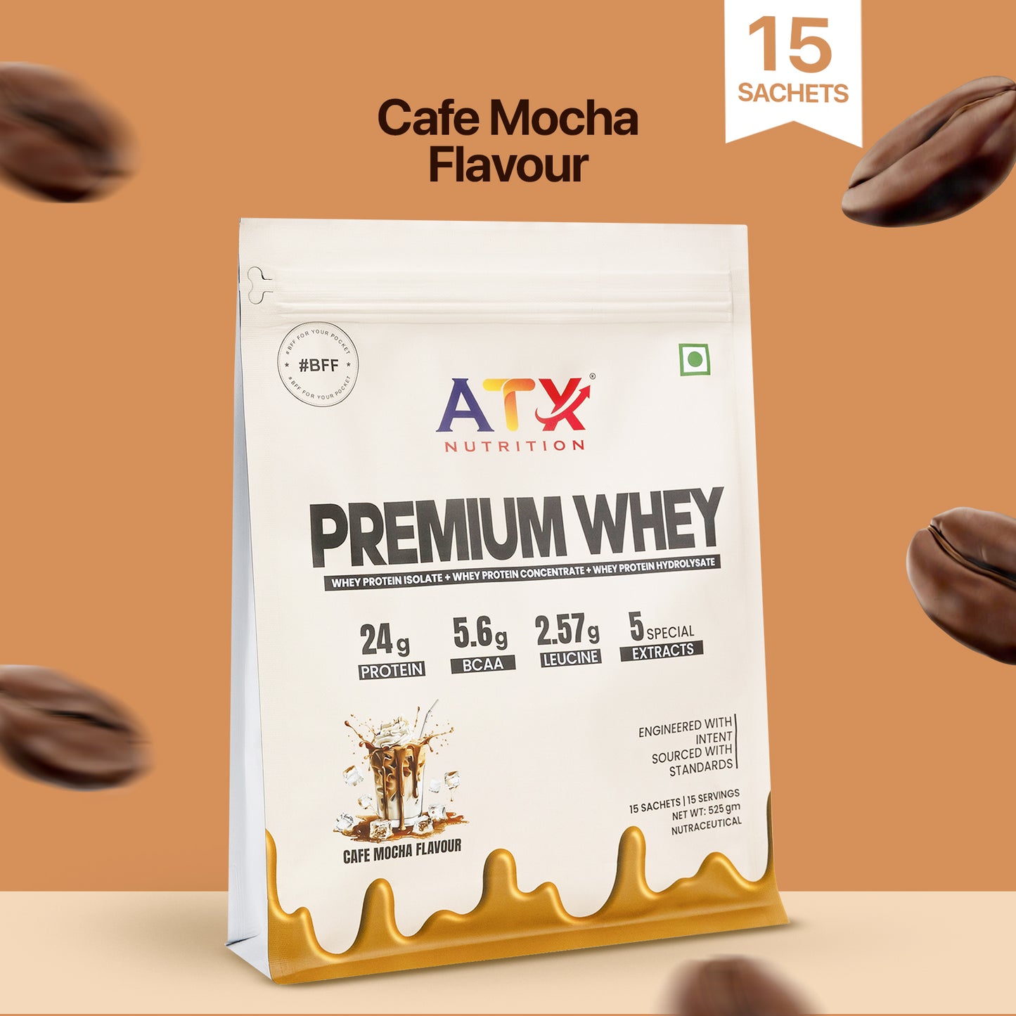 ATX Whey Kesar Kulfi | 525 GM | ISOLATE + CONCENTRATE + HYDROLYSATE | 15 SACHETS