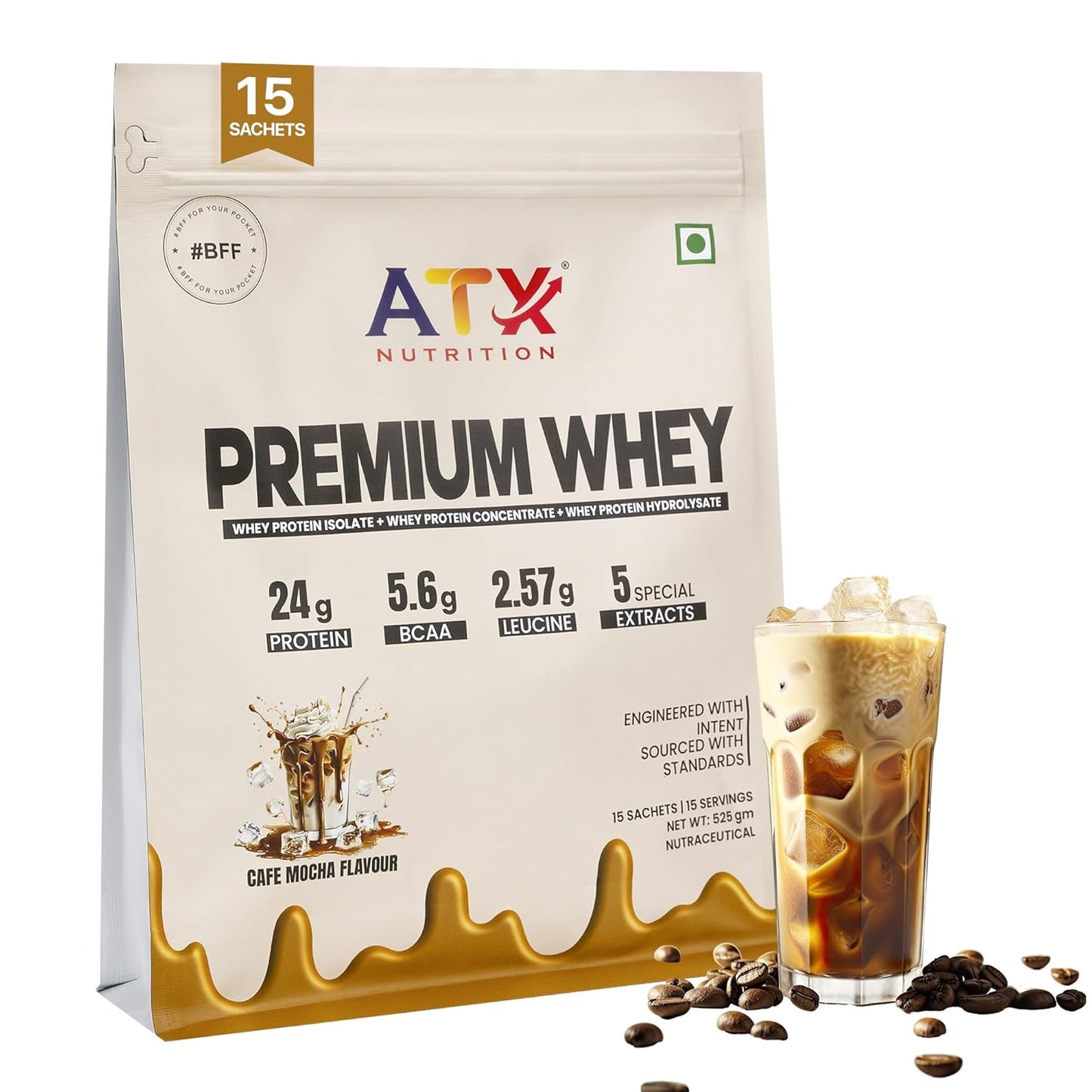 ATX Whey Cookies & Cream | 525 GM | ISOLATE + CONCENTRATE + HYDROLYSATE | 15 SACHETS