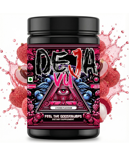 Deja Vu Pre Workout - Lychee | Explosive Energy & Focus | 400g | 33 Servings | Beta-Alanine, Citrulline, Creatine, Caffeine | Feel the Goosebumps