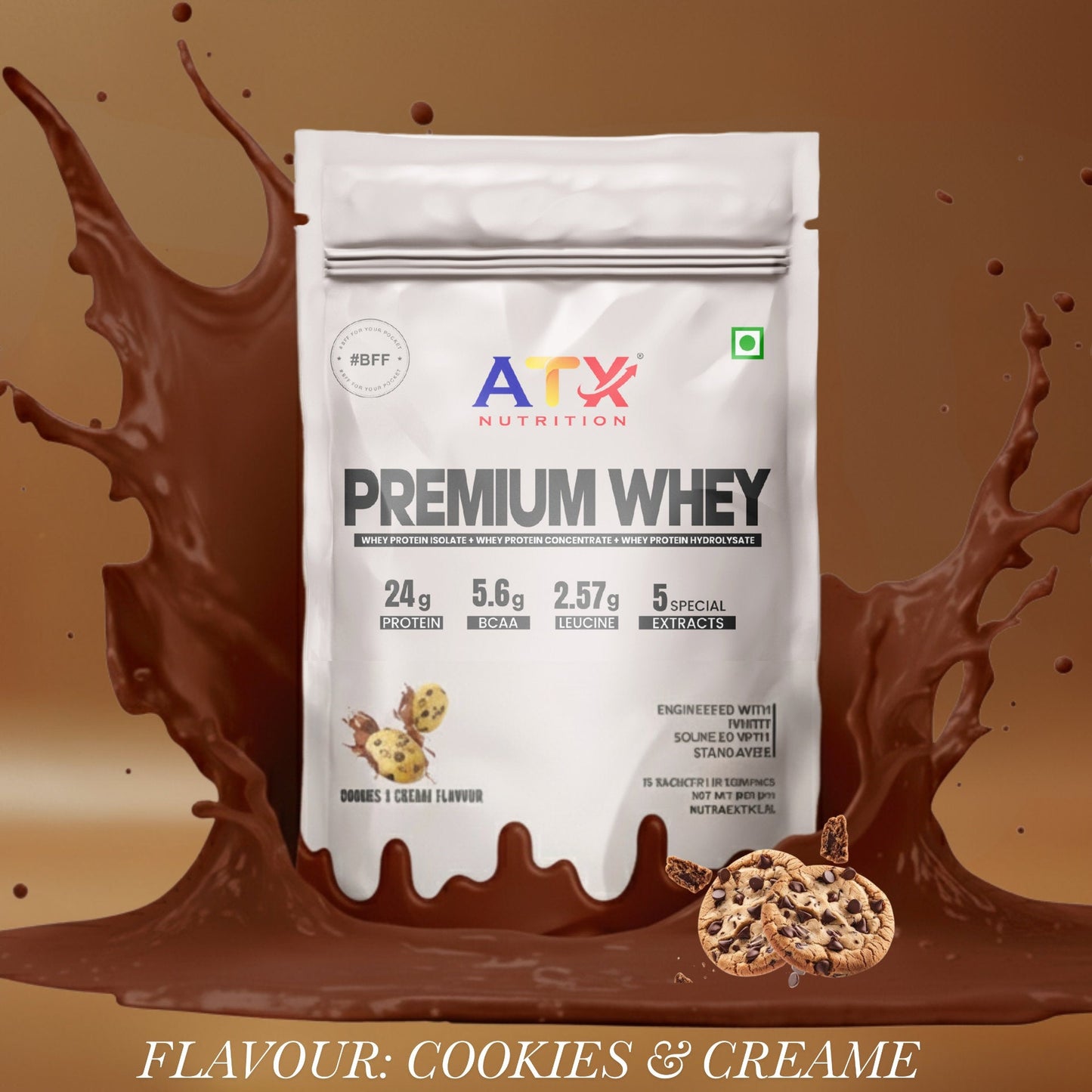 ATX Whey Cookies & Cream | 525 GM | ISOLATE + CONCENTRATE + HYDROLYSATE | 15 SACHETS