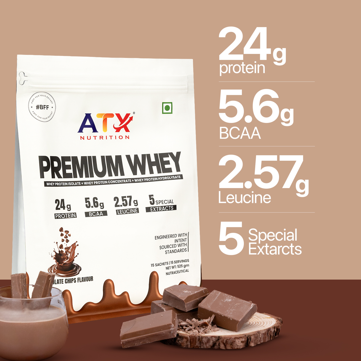 Whey Chocolate Chips | 1KG | ISOLATE + CONCENTRATE + HYDROLYSATE | 30 SACHETS