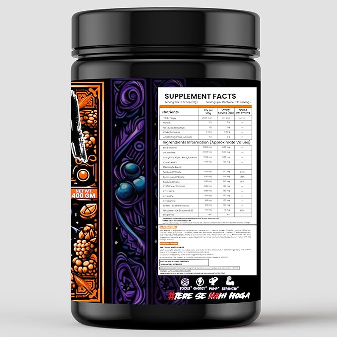 Deja Vu Pre Workout - Orange | Explosive Energy & Focus | 400g | 33 Servings | Beta-Alanine, Citrulline, Creatine, Caffeine | Feel the Goosebumps