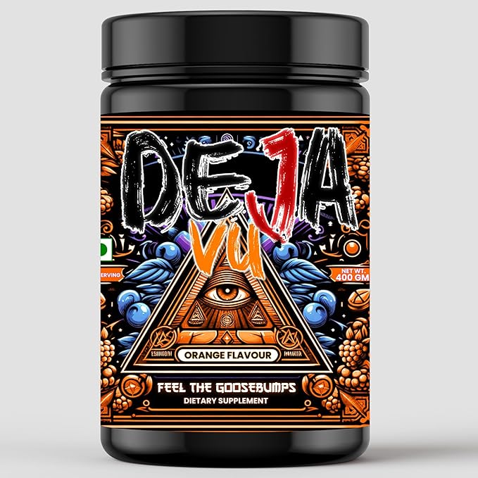 Deja Vu Pre Workout - Orange | Explosive Energy & Focus | 400g | 33 Servings | Beta-Alanine, Citrulline, Creatine, Caffeine | Feel the Goosebumps