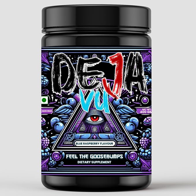 Deja Vu Pre Workout - Blueberry | Explosive Energy & Focus | 400g | 33 Servings | Beta-Alanine, Citrulline, Creatine, Caffeine | Feel the Goosebumps