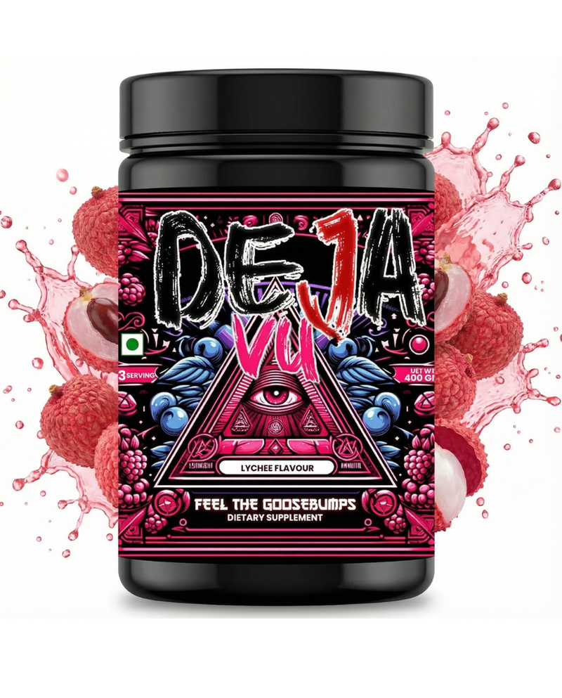 Deja Vu Pre Workout - Lychee | Explosive Energy & Focus | 400g | 33 Servings | Beta-Alanine, Citrulline, Creatine, Caffeine | Feel the Goosebumps