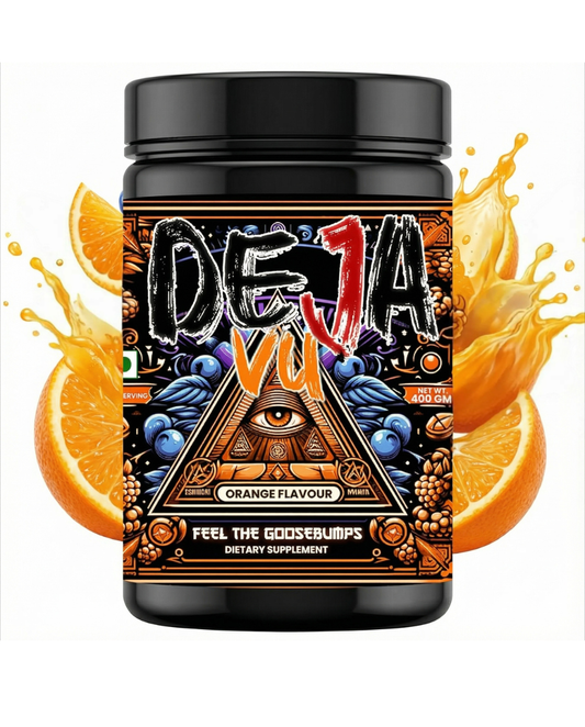 Deja Vu Pre Workout - Orange | Explosive Energy & Focus | 400g | 33 Servings | Beta-Alanine, Citrulline, Creatine, Caffeine | Feel the Goosebumps