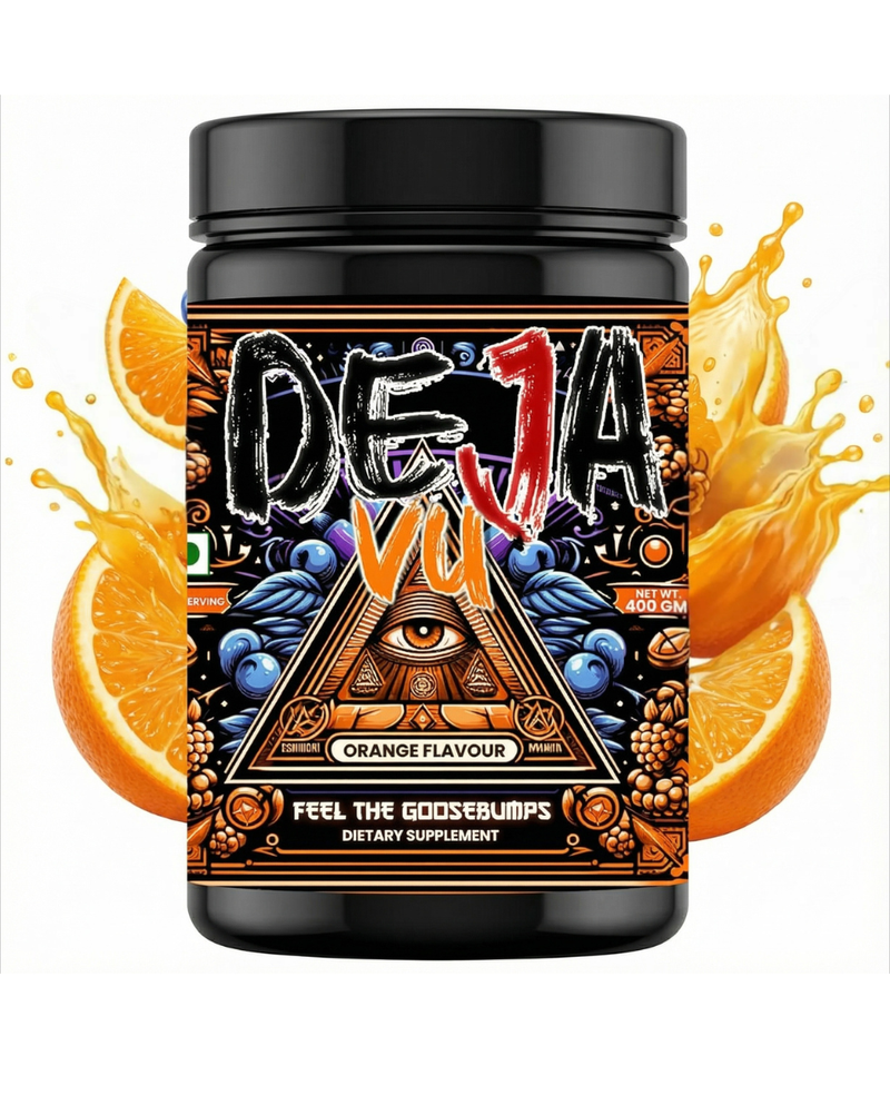 Deja Vu Pre Workout - Orange | Explosive Energy & Focus | 400g | 33 Servings | Beta-Alanine, Citrulline, Creatine, Caffeine | Feel the Goosebumps