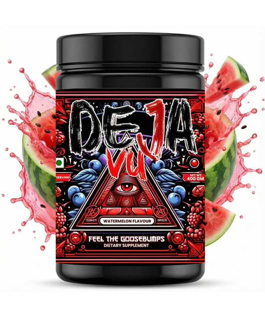 Deja Vu Pre Workout - Watermelon | Explosive Energy & Focus | 400g | 33 Servings | Beta-Alanine, Citrulline, Creatine, Caffeine | Feel the Goosebumps