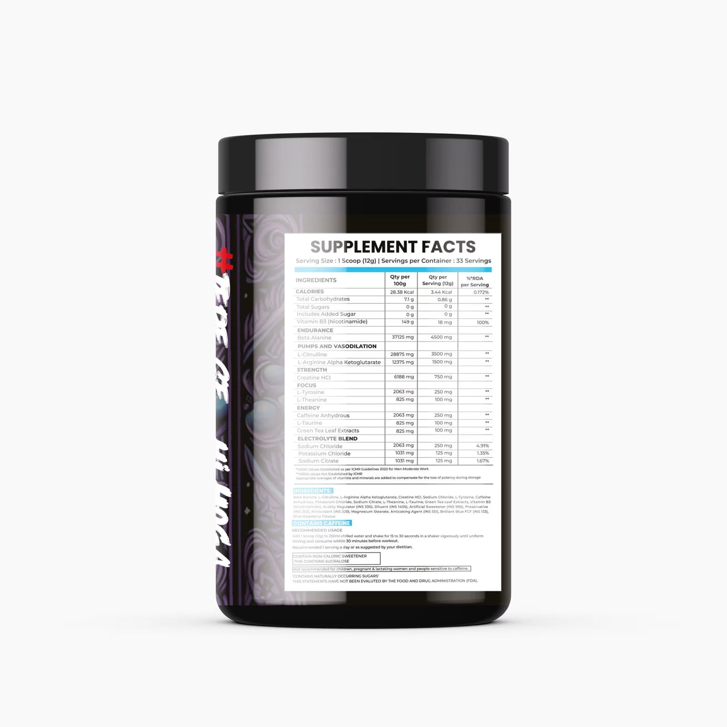 Deja Vu Pre Workout - Blueberry | Explosive Energy & Focus | 400g | 33 Servings | Beta-Alanine, Citrulline, Creatine, Caffeine | Feel the Goosebumps